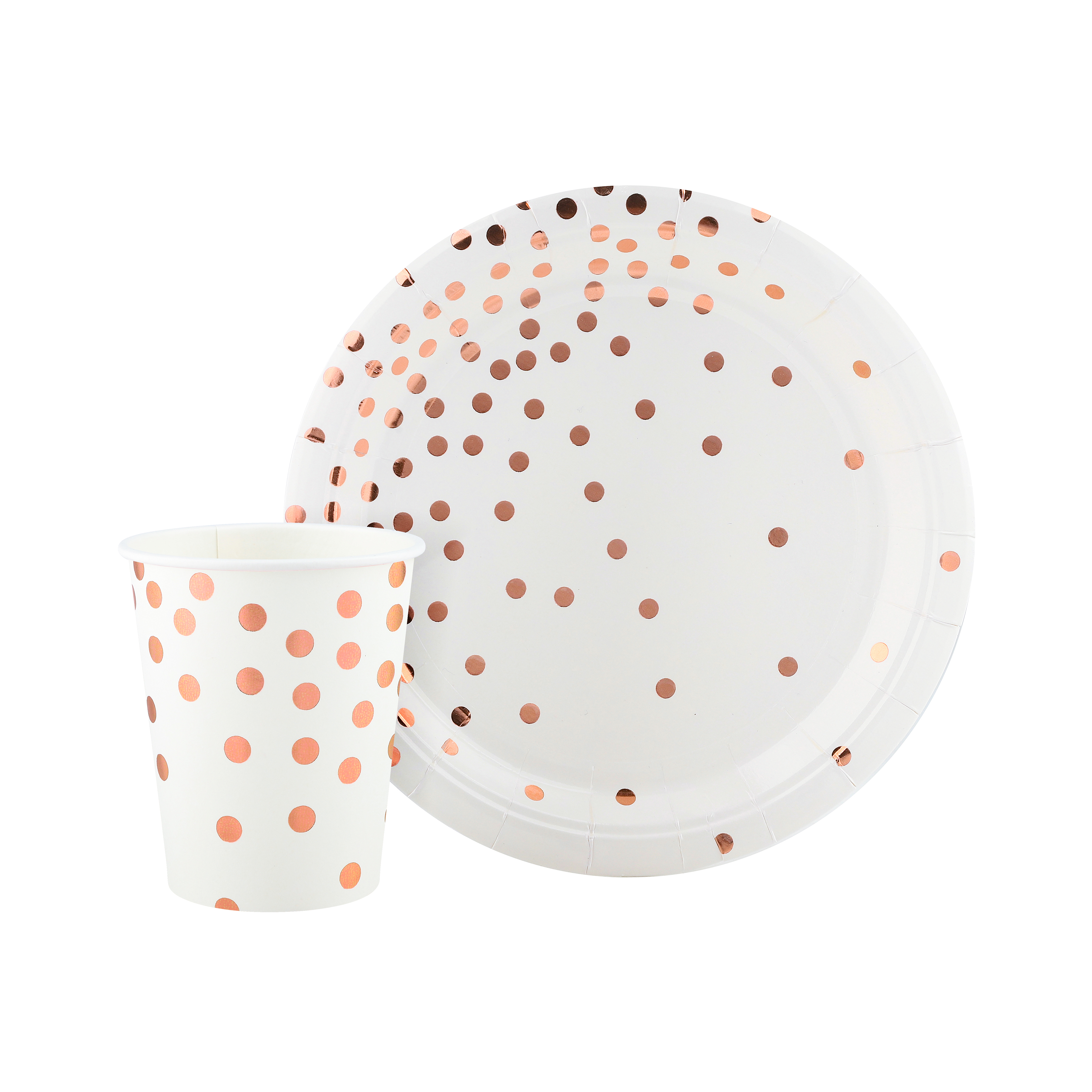 Стаканы (250 мл) Конфетти, Белый/Розовое золото, Металлик, 6 шт.