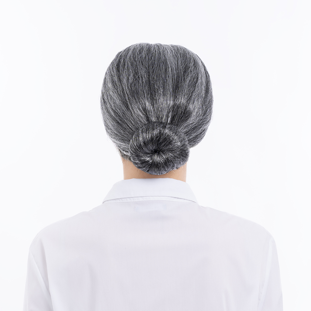 Парик карнавальный, 140 гр, Старушка, Седой, 1 шт. в упак. 