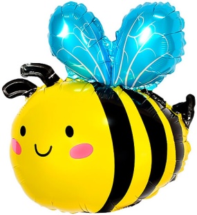 Шар с клапаном (17''/43 см) Мини-фигура, Пчела, 5 шт. в уп. (цв.этик.)