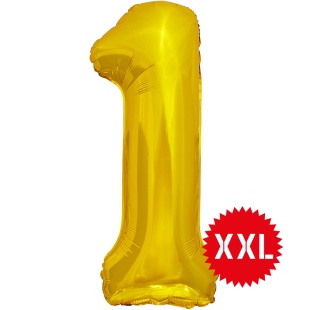 Шар (50''/127 см) Цифра, 1 XXL, Золото, 1 шт. в уп.