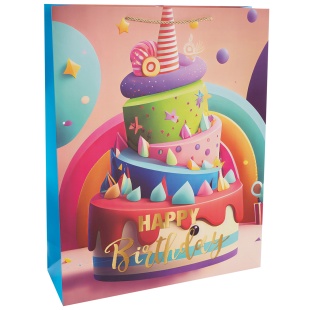 Пакет подарочный, 210гр, Happy Birthday, Праздничный микс, Дизайн №1, 70*50*20 см, 1 шт.