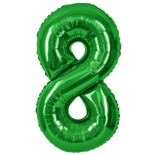 Шар (40''/102 см) Цифра, 8, Зеленый, Металлик, 1 шт. в уп.