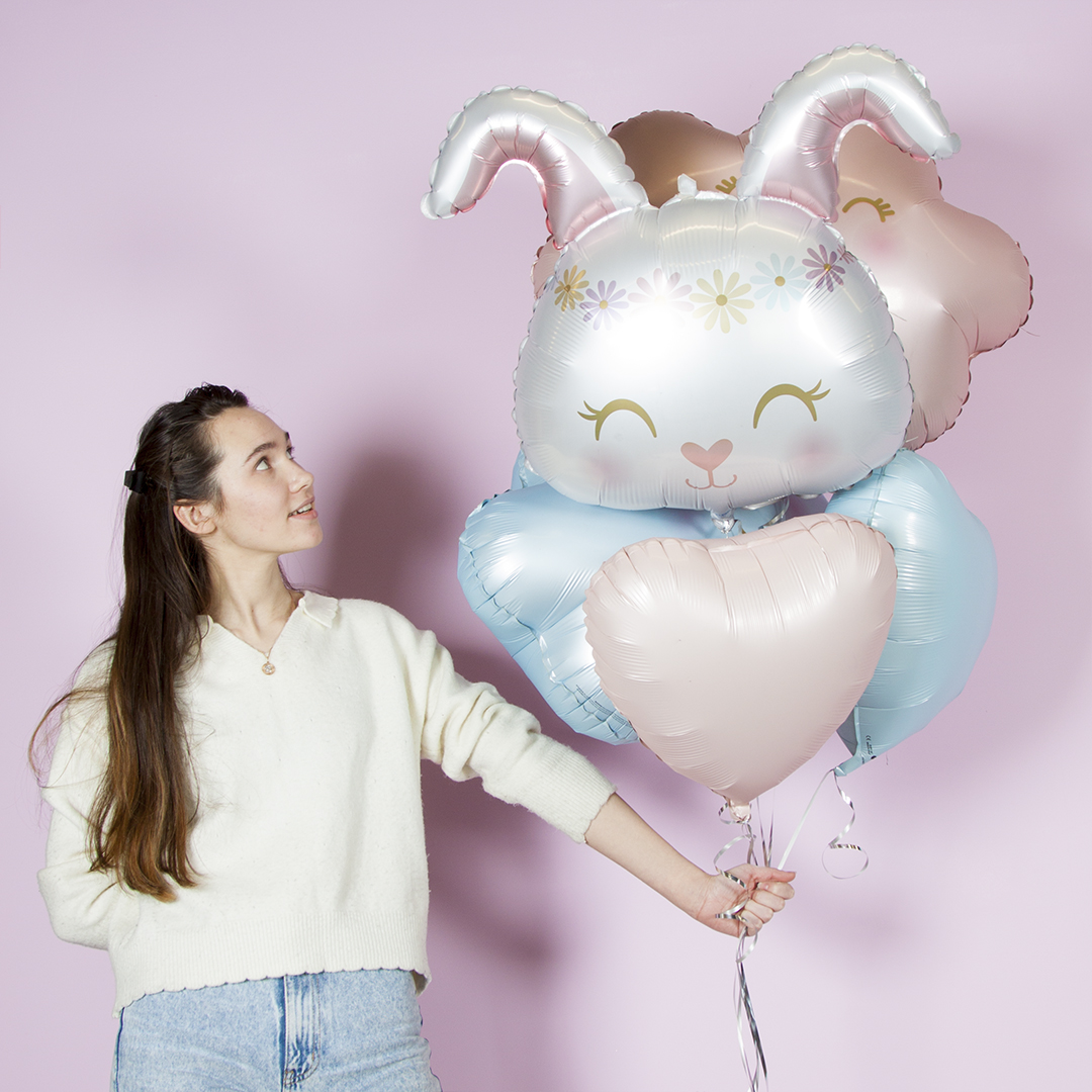 Шар (25''/64 см) Фигура, Цветочный Зайка, 1 шт. в уп.