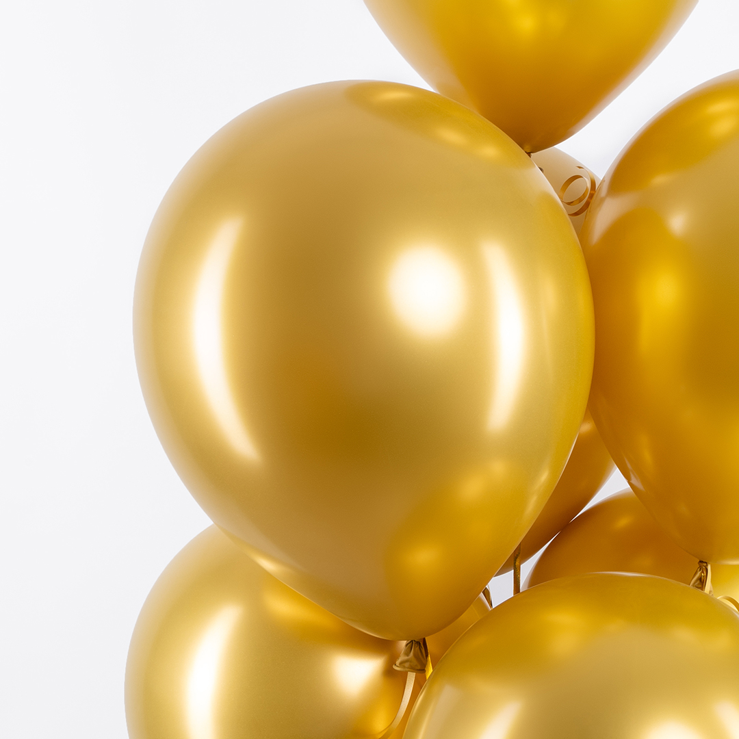 Шар (12''/30 см), Золото, хром, 50 шт.