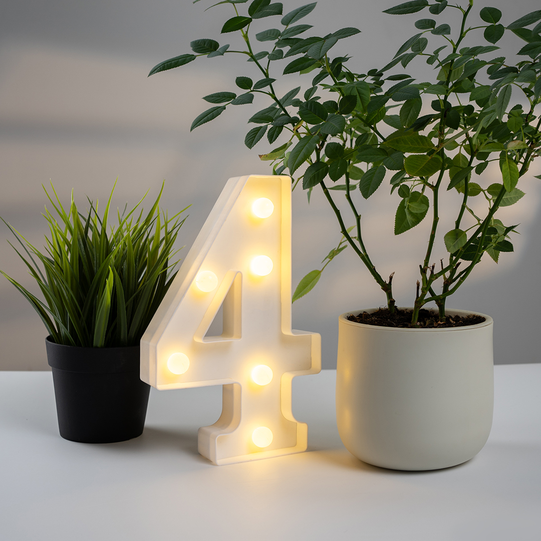 Световая фигура Цифра, 4, 21 см. Белый, 1 шт.