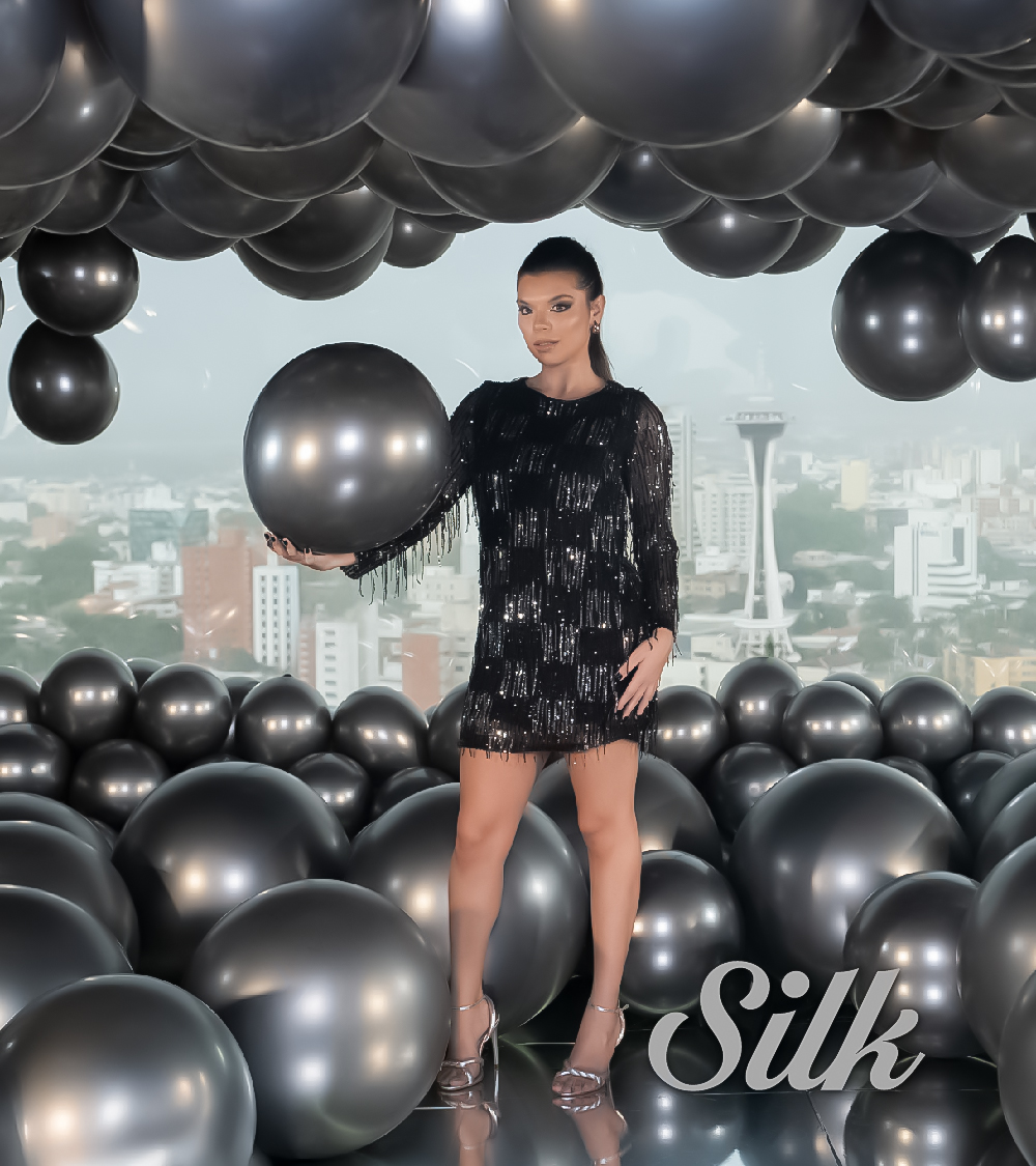 Шар (12''/30 см), Полуночный Серый (880), шелк, 12 шт.