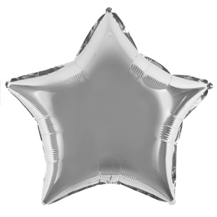 Шар (24''/61 см) Звезда, Серебро, Металлик, 1 шт.