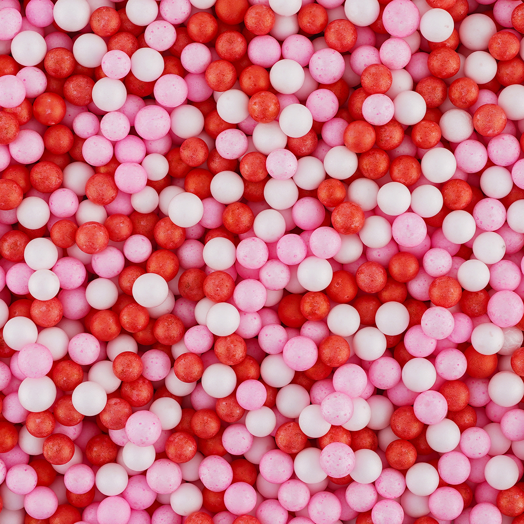 Шарики пенопласт, Цветной микс, Красный/Розовый, 6-8 мм, 20 гр.