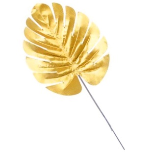 Лист Монстера, искусственный, Золото, Металлик, 54*28 см, 5 шт. в упак. 