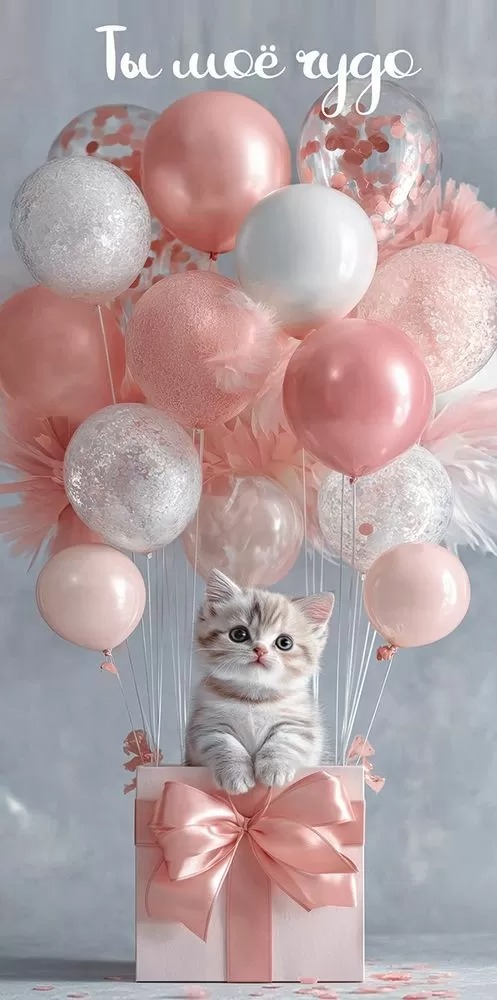 Конверты для денег, Ты мое чудо (котенок и шарики), 10 шт.