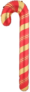Шар (29''/74 см) Фигура, Леденец трость (надув воздухом), Красный/Золото, 1 шт. в уп.