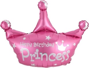 Шар с клапаном (17''/43 см) Мини-фигура, Корона, С Днем Рождения, Принцесса, Розовый, 5 шт. в уп. (ц