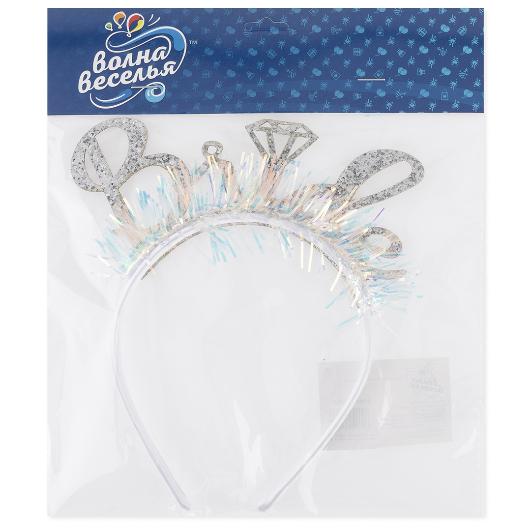 Ободок, BRIDE, пластик, Серебро, 17*16 см, 1 шт. 