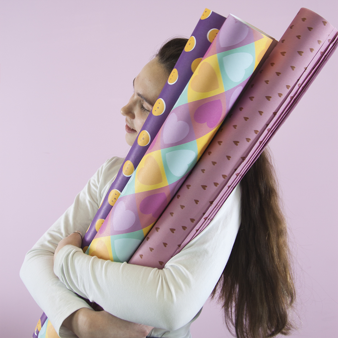 Упаковочная бумага (0,7*1 м) Нежные сердца, 10 шт.