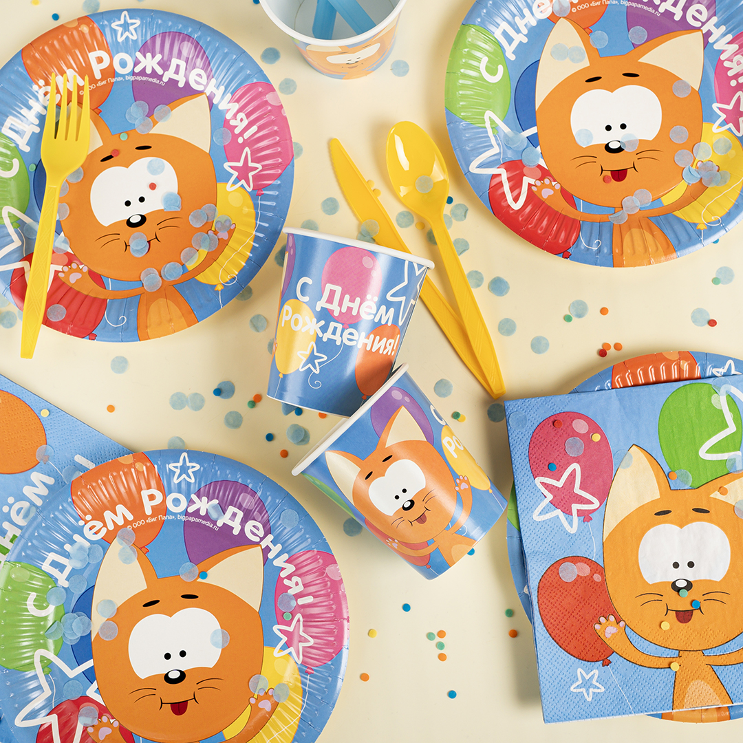 Стаканы (250 мл) Котенок Котэ, С Днем Рождения!, 6 шт.