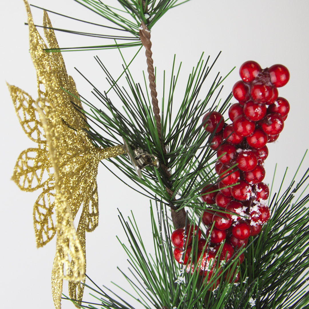 Цветок Пуансеттия, на клипсе, 14 см. Красный, с блестками, 2 шт.