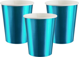 Стаканы (250 мл) Голубой, Металлик, 6 шт.