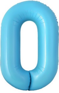 Шар с клапаном (16''/41 см) Мини-цифра, 0, Голубой, 1 шт.