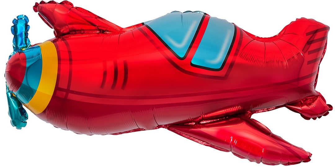 Шар (35''/89 см) Фигура, Самолет, Красный, 1 шт. в уп.
