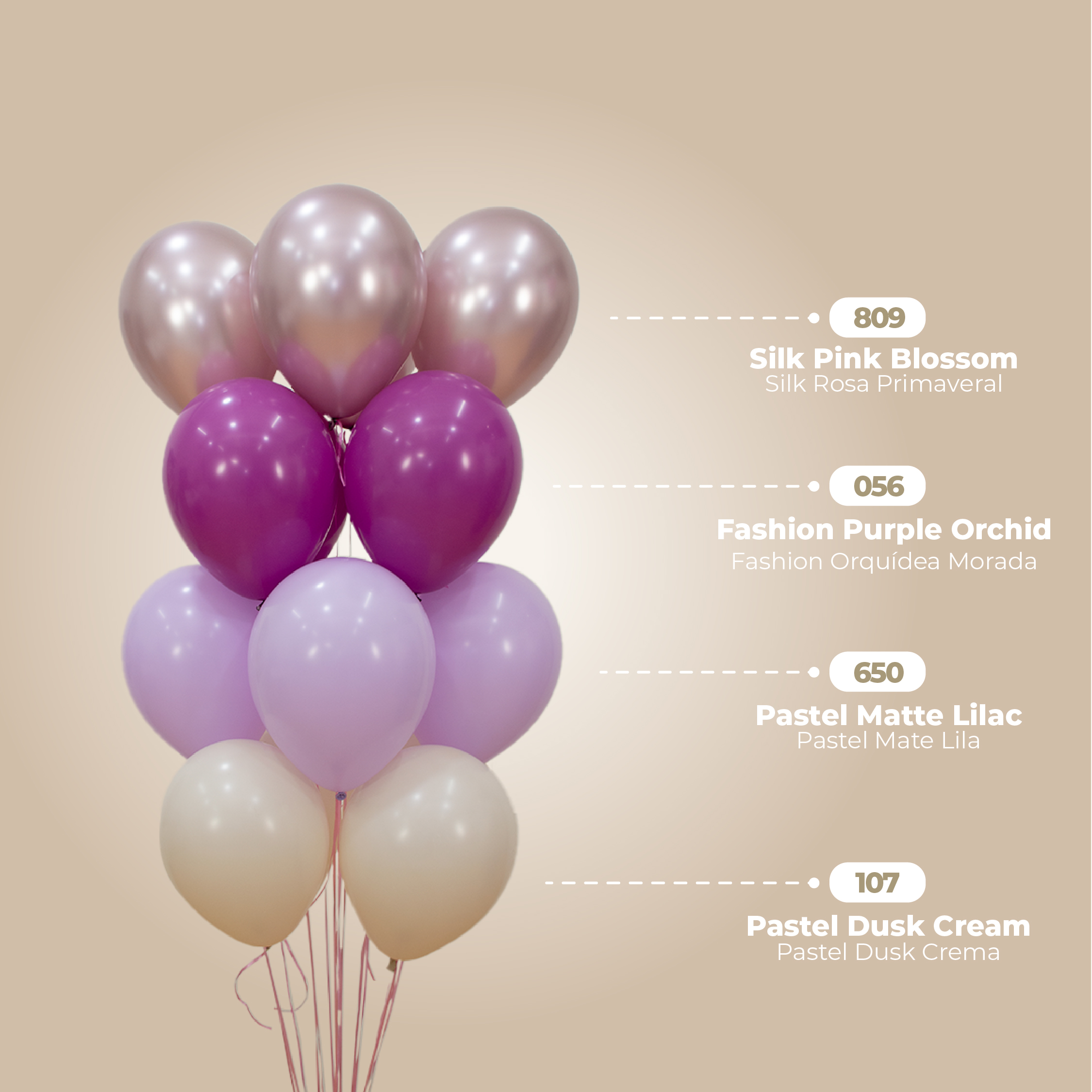 Шар (12''/30 см), Розовый цветок (809), шелк, 50 шт.