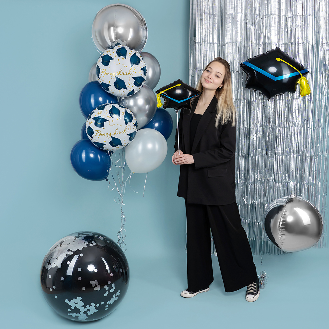 Шар (18''/46 см) Круг, Выпускник!, 1 шт. в уп.