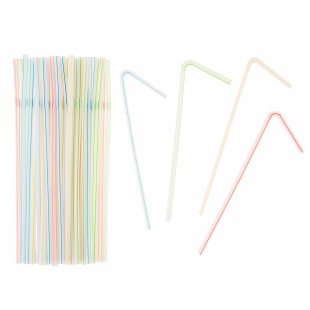 Трубочки для коктейлей (пластик), Вертикальные полосы, Ассорти, 50 шт. в упак. 