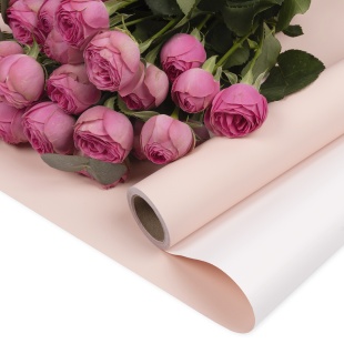 Упаковочная пленка 65мкр (0,57*10 м) Двухцветная, Светло-розовый/Белый, Матовый, 1 шт.