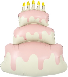 Шар (38''/97 см) Фигура, Торт со свечками, Розовый, Сатин, 1 шт. в уп.