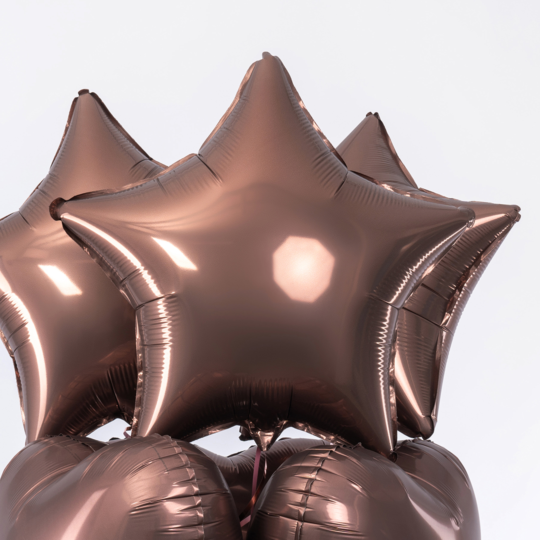 Шар (18''/46 см) Звезда, Шоколад, Сатин, 1 шт.