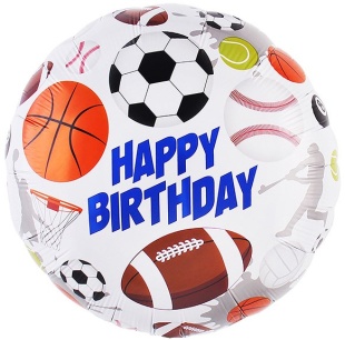 Шар (18''/46 см) Круг, С Днем Рождения (спортивные мячи), 1 шт.