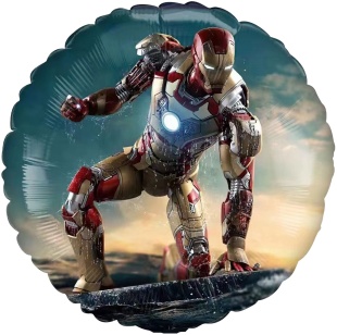 Шар (18''/46 см) Круг, Железный человек, Дизайн №1, 1 шт. в уп. (цв.этик.)