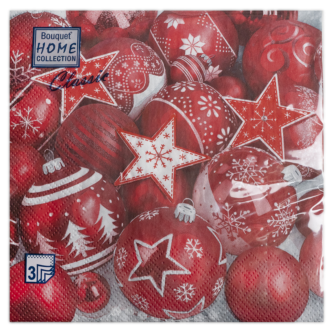 Сервировочные салфетки, Новогодняя композиция, Красный, 33*33 см, 20 шт.