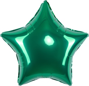 Шар (18''/46 см) Звезда, Зеленый, Сатин, 1 шт.