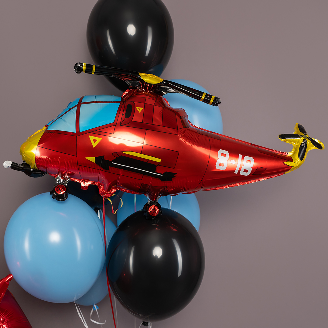 Шар (36''/91 см) Фигура, Вертолет, Красный, 1 шт. в уп.