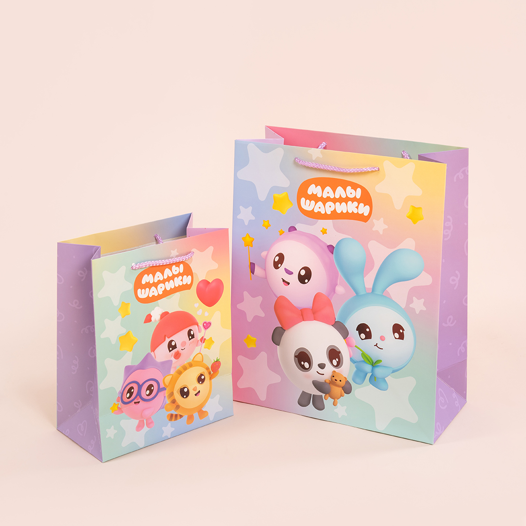 Пакет подарочный, 210гр, Малышарики, 32*26*12 см, 1 шт.