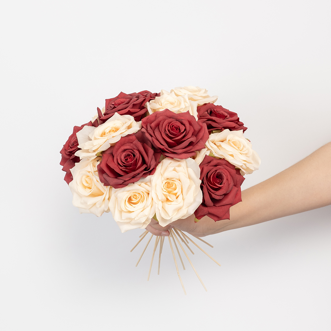 Роза (бутон), искусственная, Красный, 9 см, 3 шт. в упак. 