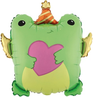 Шар (28''/71 см) Фигура, Лягушка с сердечком, 1 шт. в уп.