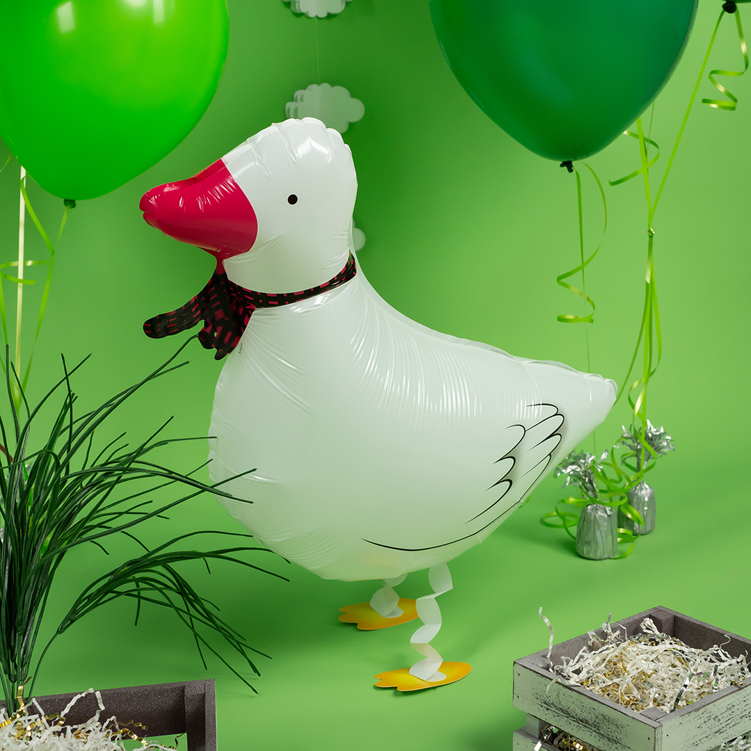 Шар 3D (24''/61 см) Ходячая Фигура, Гусь, Белый, 1 шт.