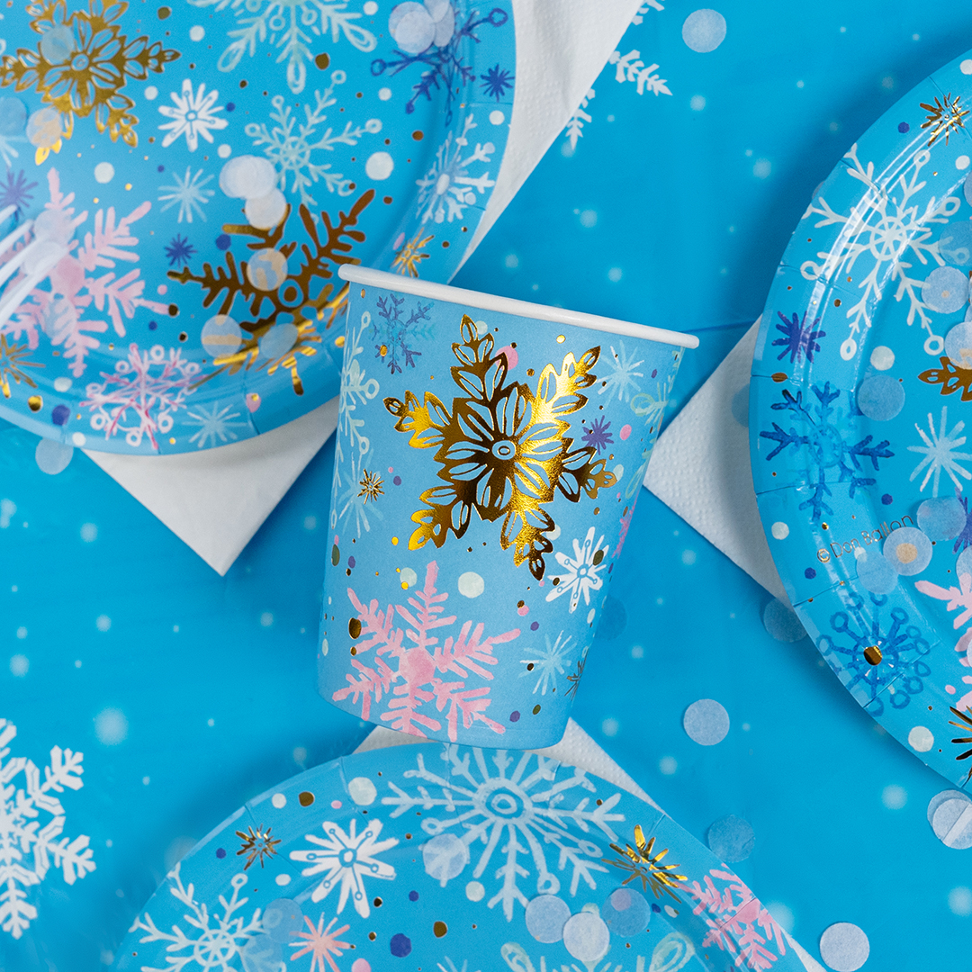 Стаканы (250 мл) Волшебные снежинки, Голубой, Металлик, 6 шт.