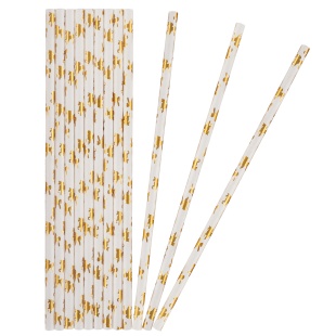 Трубочки для коктейлей, Единороги, Белый/Золото, Металлик, 12 шт. в упак. 