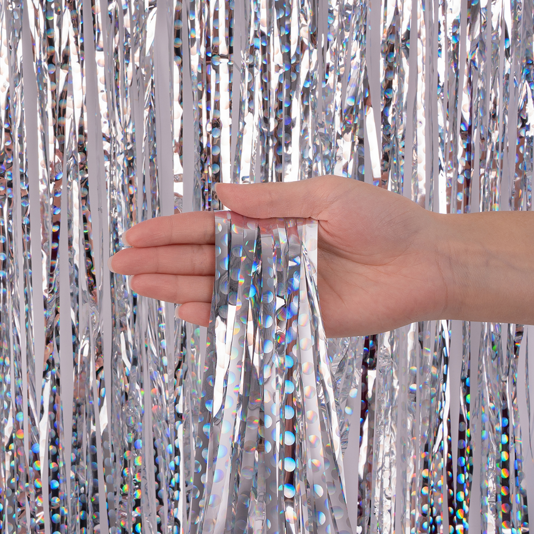Занавес Дождик Точки, Серебро, Голография, 100*200 см, 1 шт.