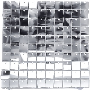 Декоративная панель Пайетки, Прозрачная основа, 30*30 см. Серебро, Металлик, 1 шт.