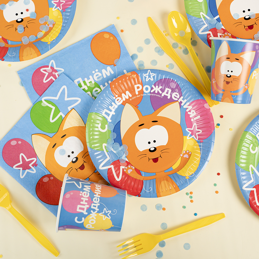 Стаканы (250 мл) Котенок Котэ, С Днем Рождения!, 6 шт.