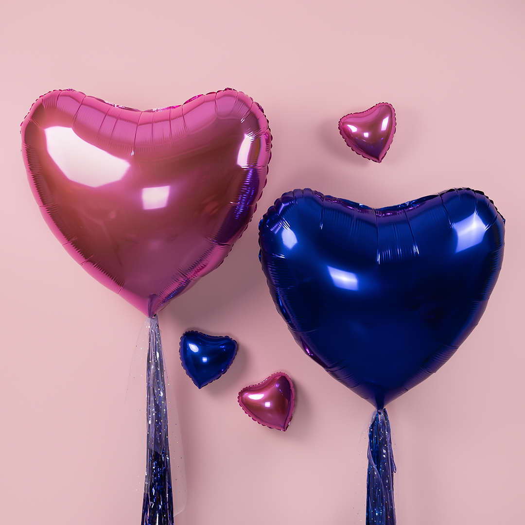 Шар (9''/23 см) Мини-сердце, Темно-синий, 1 шт.