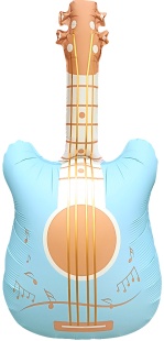 Шар (35''/89 см) Фигура, Гитара, Голубой, 1 шт. в уп.