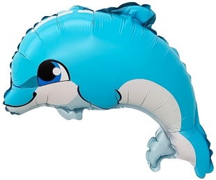 Шар с клапаном (13''/33 см) Мини-фигура, Маленький дельфин, 1 шт.