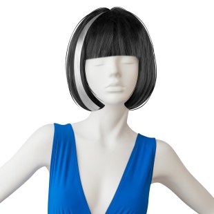 Парик карнавальный, 120 гр, Каре с цветной прядью, Черный/Платиновый, 1 шт. в упак. 