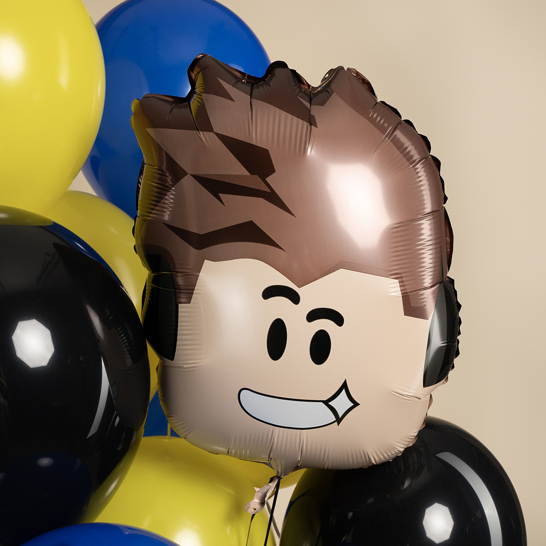 Шар (23''/58 см) Фигура, Блоки, Мальчик Герой, 1 шт.