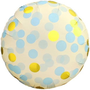 Шар (18''/46 см) Круг, Конфетти, Голубой, Сатин, 1 шт. в уп. (цв.этик.)