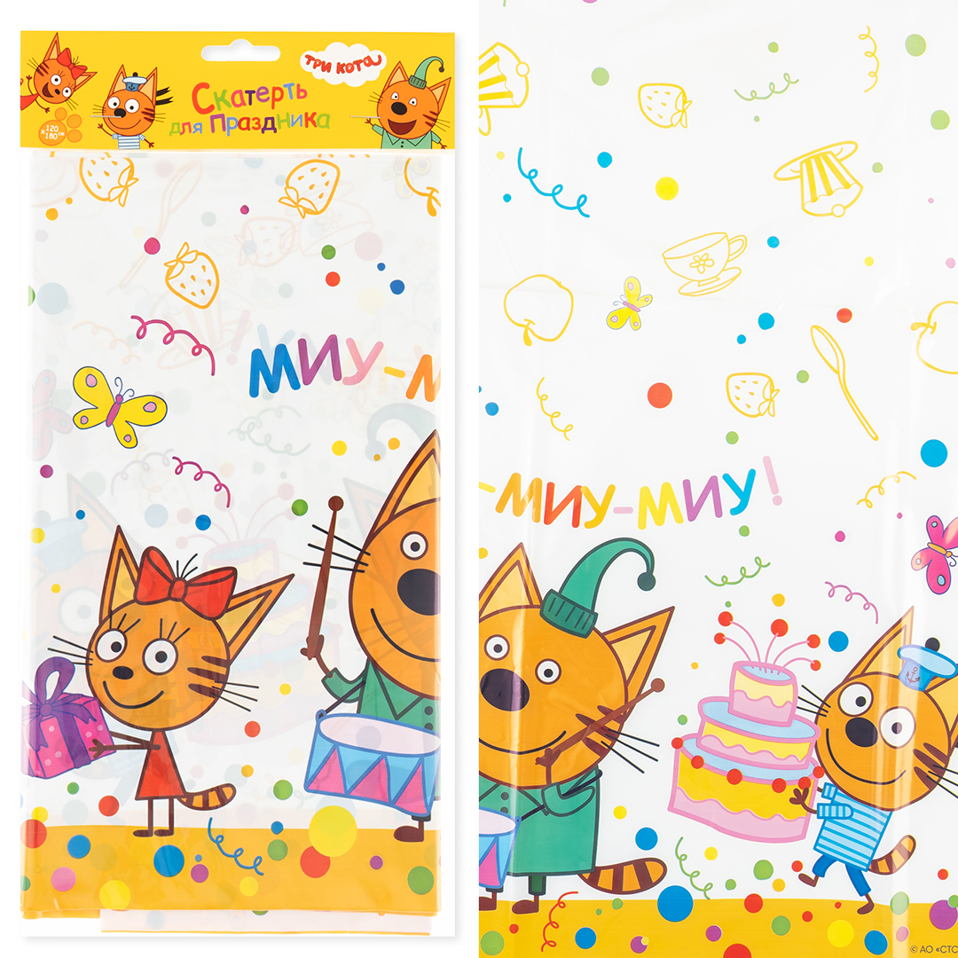 Скатерть одноразовая, Три Кота, 120*180 см, 1 шт.